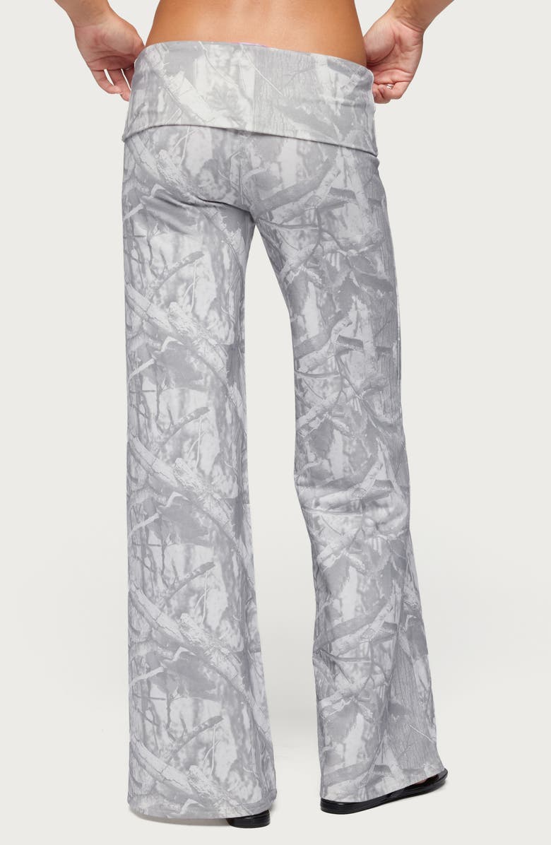 EDIKTED Cammy Camo Wide Leg Foldover Pants, Alternate, color, Gray