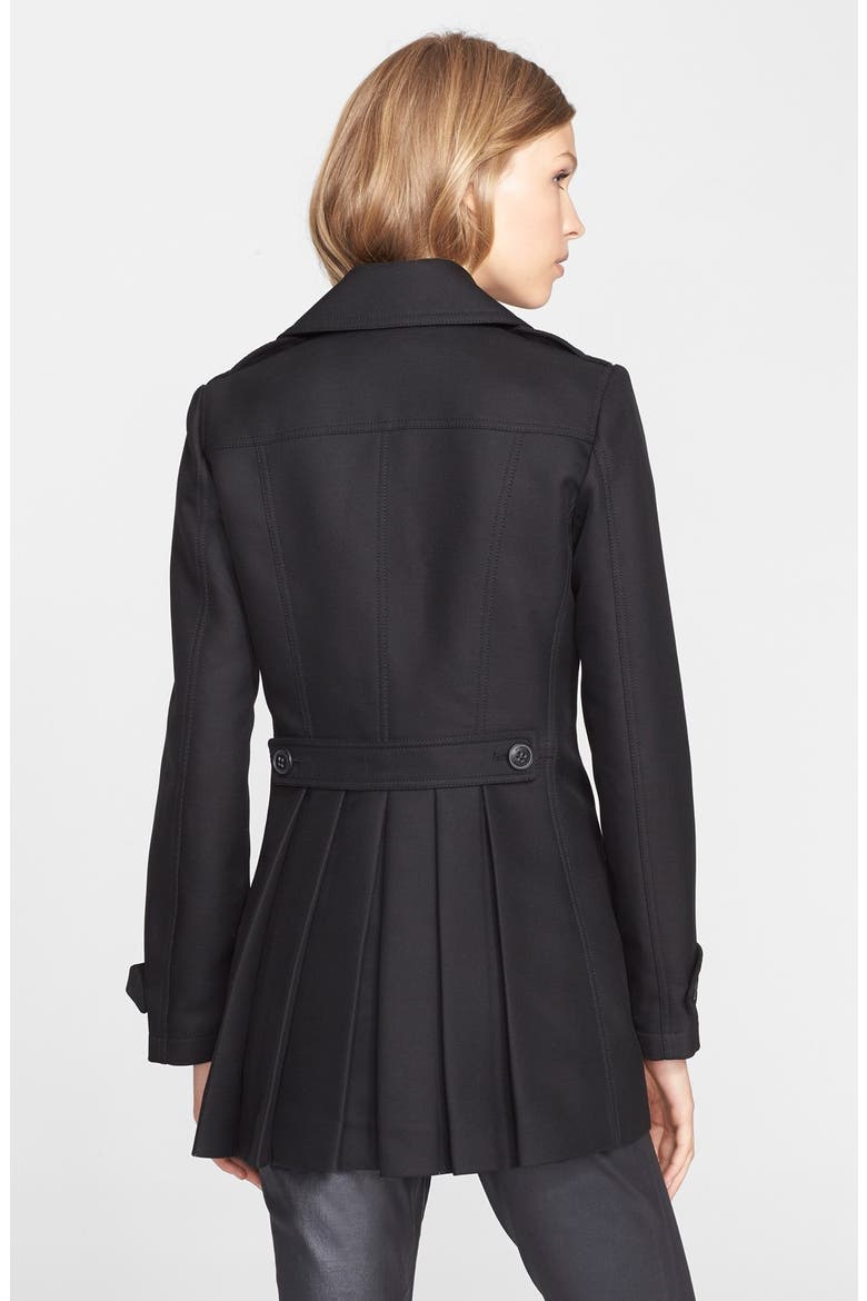 'Needlethorpe' Pleat Back Peacoat, Alternate, color, BLACK