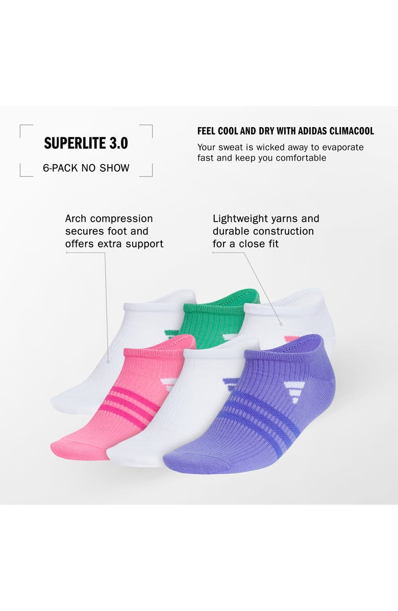 adidas Superlite 3.0 6-Pack Socks, Alternate, color, White/ Court Green/ Pink