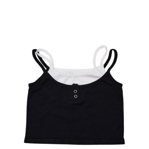 Double Layer Crop Ribbed Cami w/ Snaps
