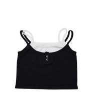Malibu Sugar Double Layer Crop Ribbed Cami w/ Snaps