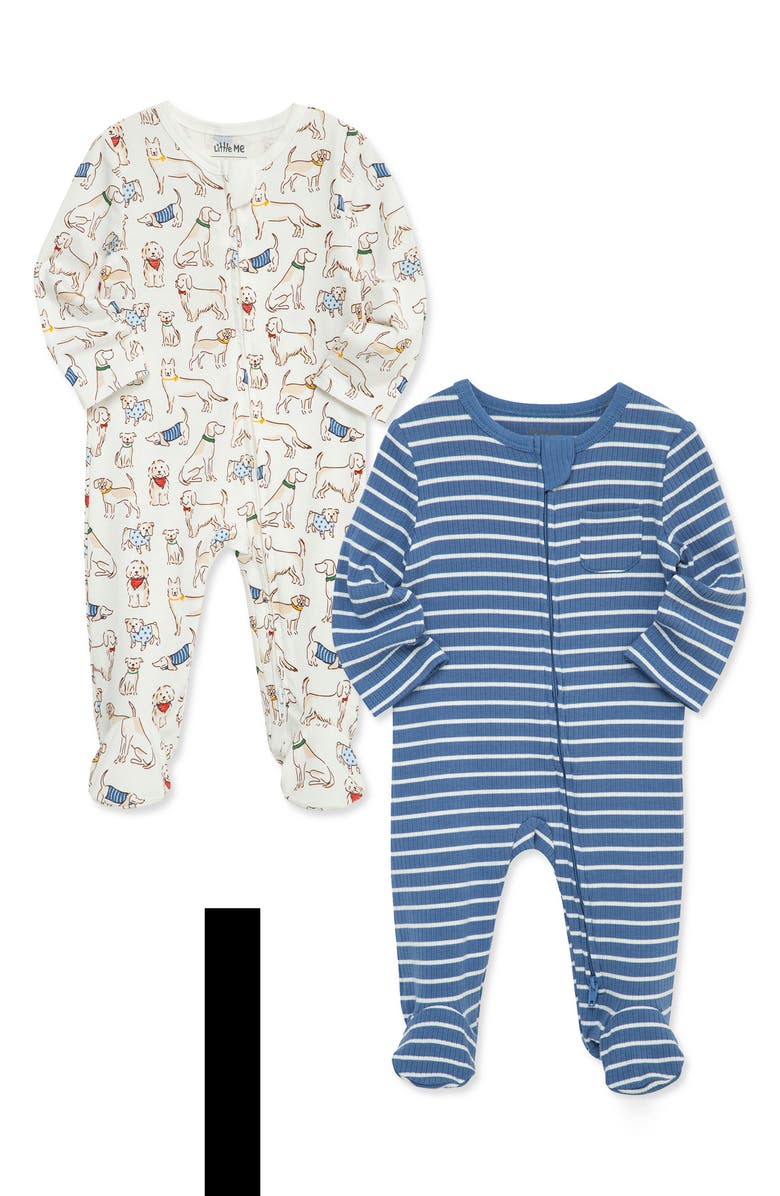 Little Me Pup Parade Stretch Viscose 2-Pack Assorted Footies, Alternate, color, Blue