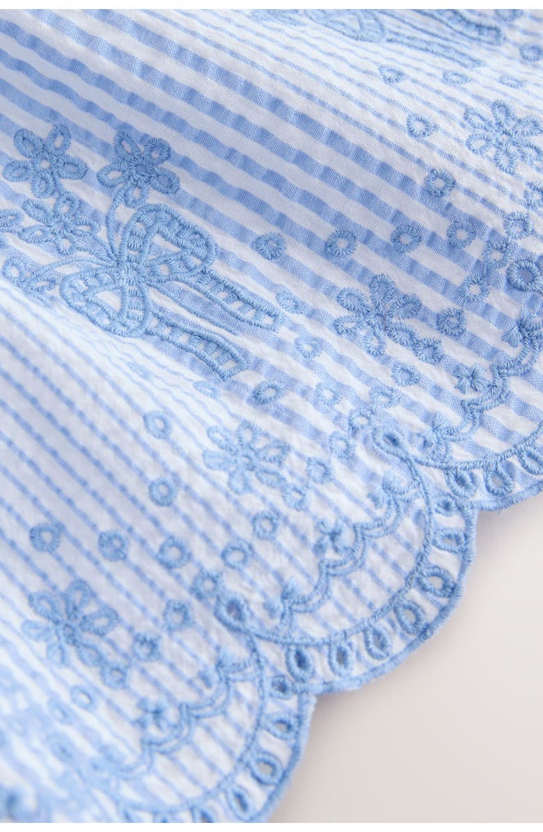 NEXT Kids' Stripe Broderie Flutter Sleeve Dress, Alternate, color, Blue