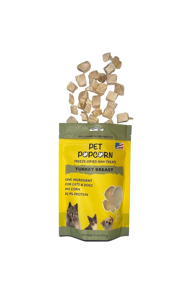 Pet Popcorn Freeze Dried Raw Treats, Turkey Breast, 2.5oz Bag, Dog & Cat Snacks, Alternate, color, 
