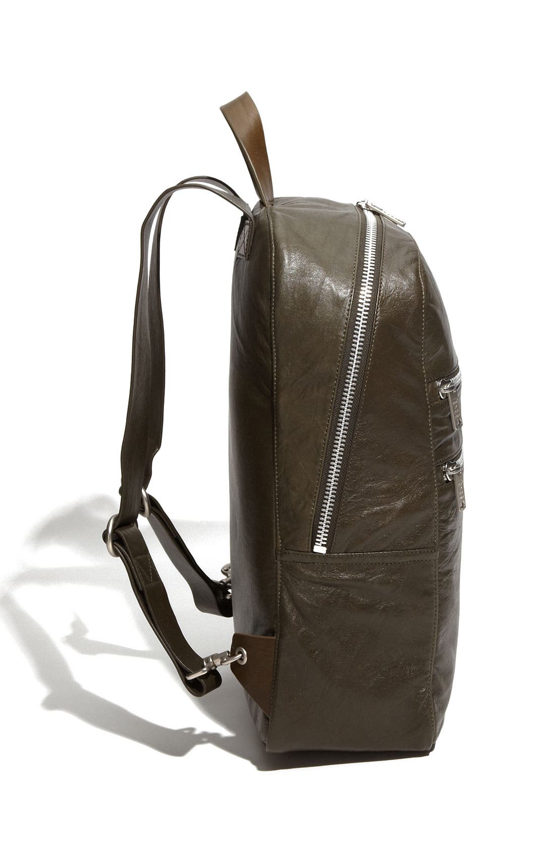'Zip Zip' Leather Backpack, Alternate, color, ELEPHANT GREY