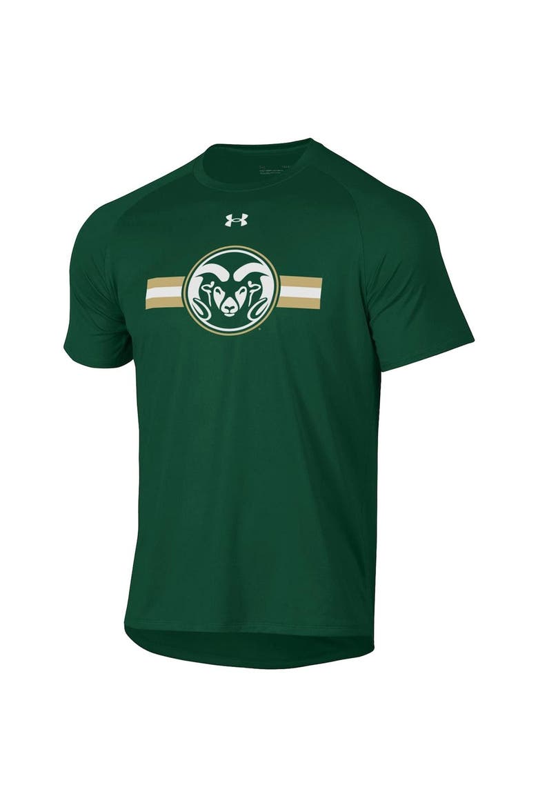 Men's Under Armour Green Colorado State Rams Logo Stripe Performance Raglan T-Shirt, Alternate, color, Green