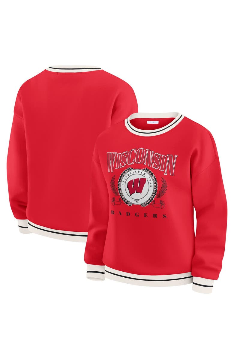 WEAR by Erin Andrews Women's WEAR by Erin Andrews Red Wisconsin Badgers Seal Sweatshirt, Main, color, Red