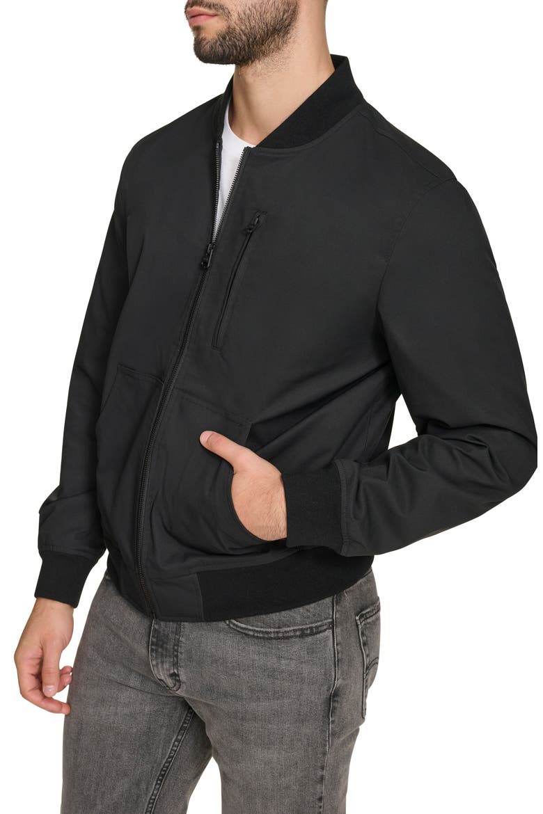 Oxford Water Resistant Bomber Jacket, Alternate, color, BLACK