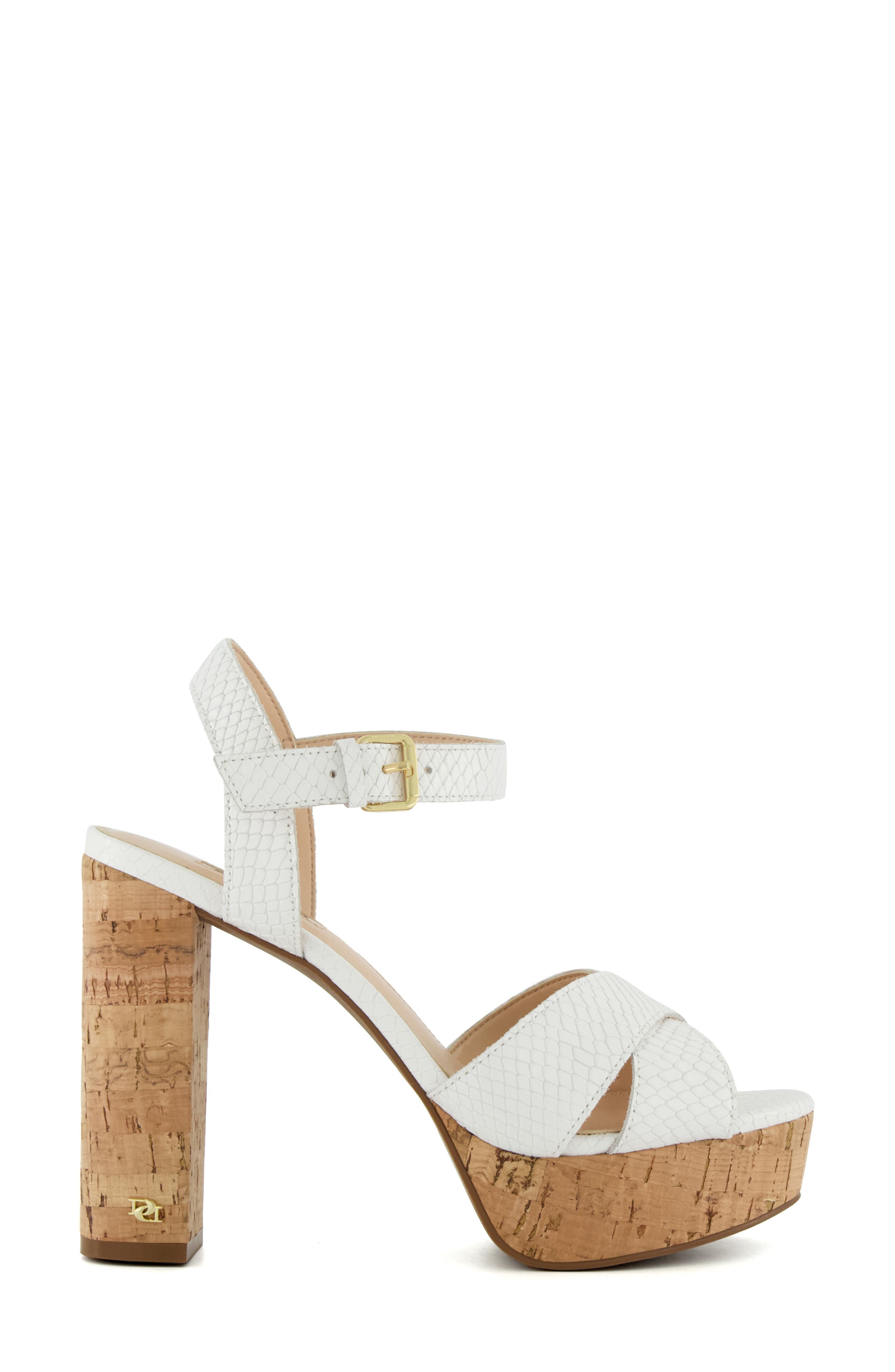 Dune London Jealous Platform Sandal, Alternate, color, White