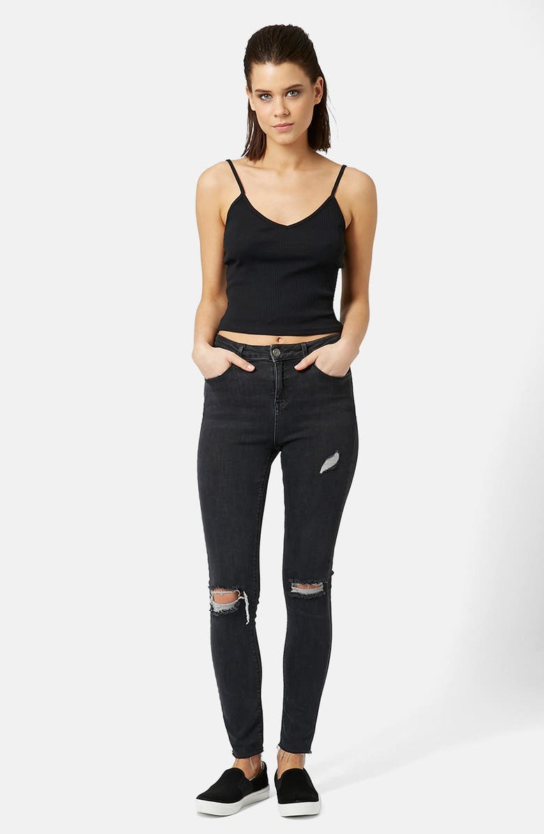 Topshop Ribbed Crop Camisole, Alternate, color, 