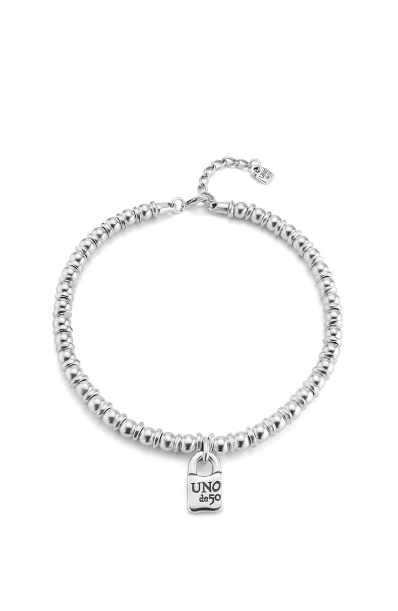 UNODE50 Sterling silver-plated necklace with padlock charm, Main, color, Silver