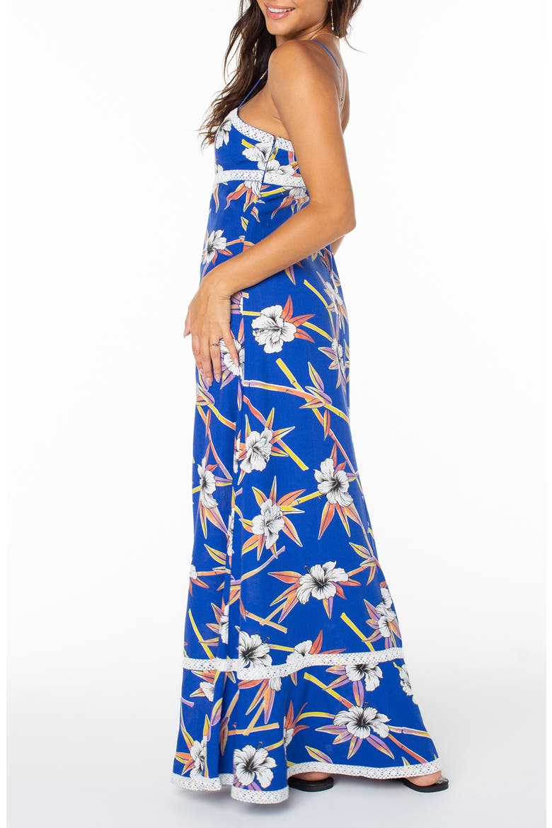 Balmy Sunset Floral Maxi Dress, Alternate, color, SURF THE WEB SOLID