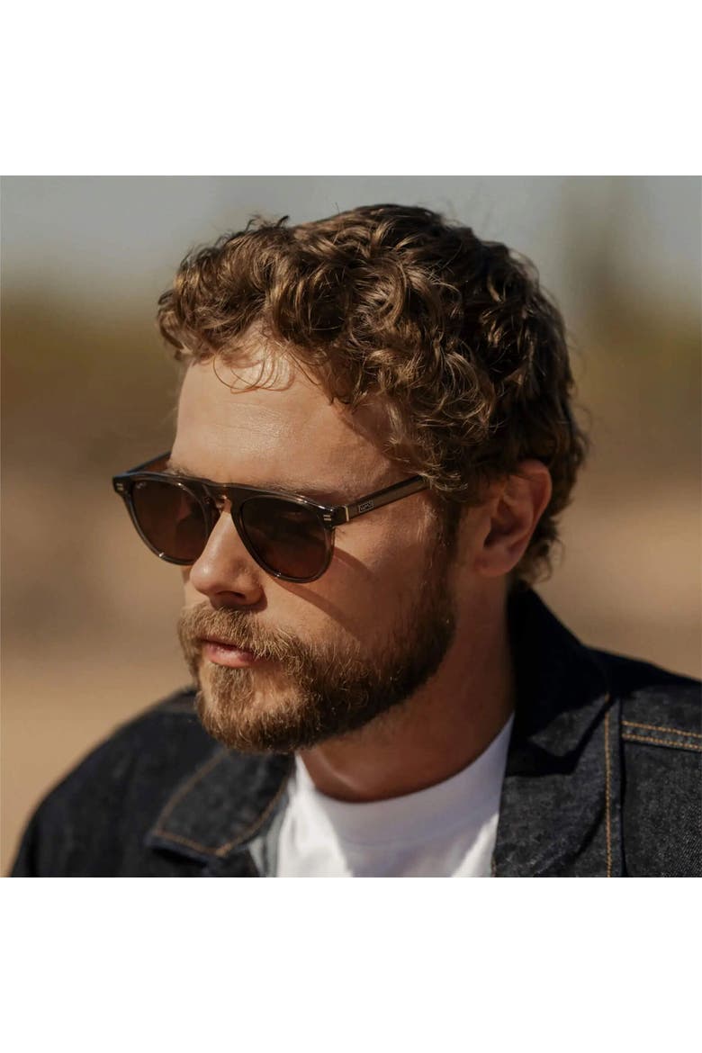Axel - 51mm Rounded Aviator Polarized Sunglasses, Alternate, color, Crystal Gunmetal