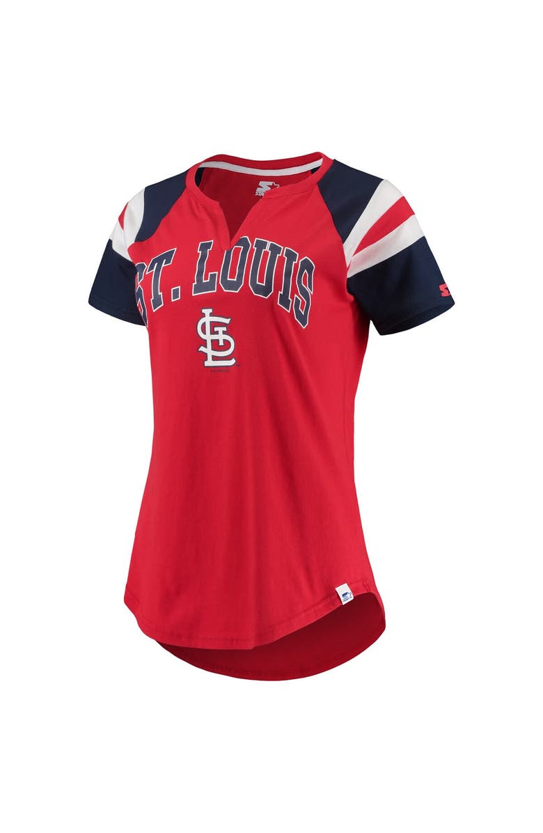 STARTER Women's Starter Red/Navy St. Louis Cardinals Game On Notch Neck Raglan T-Shirt, Alternate, color, 