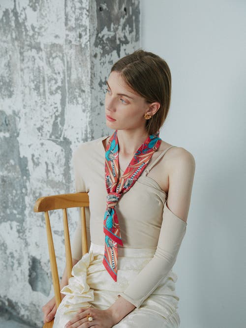Lost Pattern Nyc "madagascar" Silk Skinny Scarf In Multi