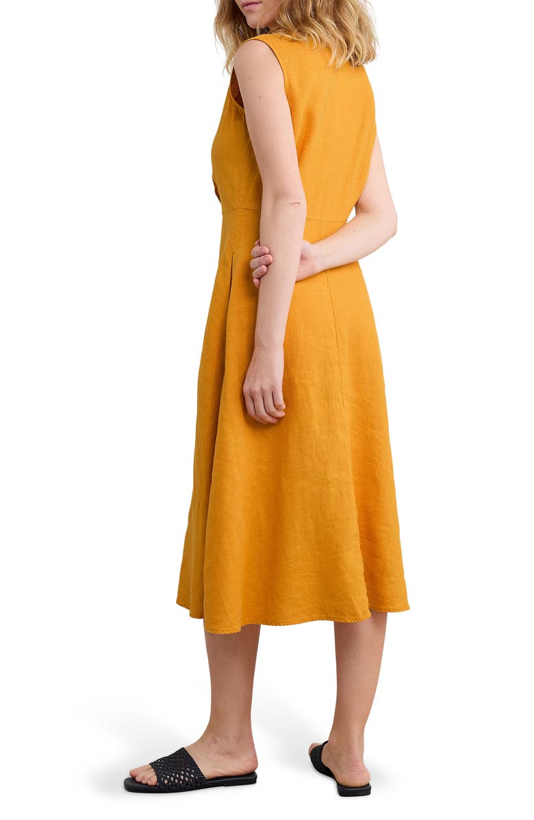 Seasalt Cornwall Carved Wood Sleeveless Linen Midi Dress, Alternate, color,