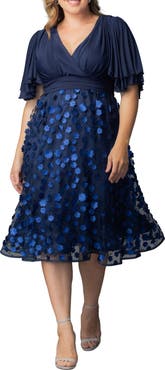 Kiyonna Pretty Petals Flutter Sleeve Cocktail Dress