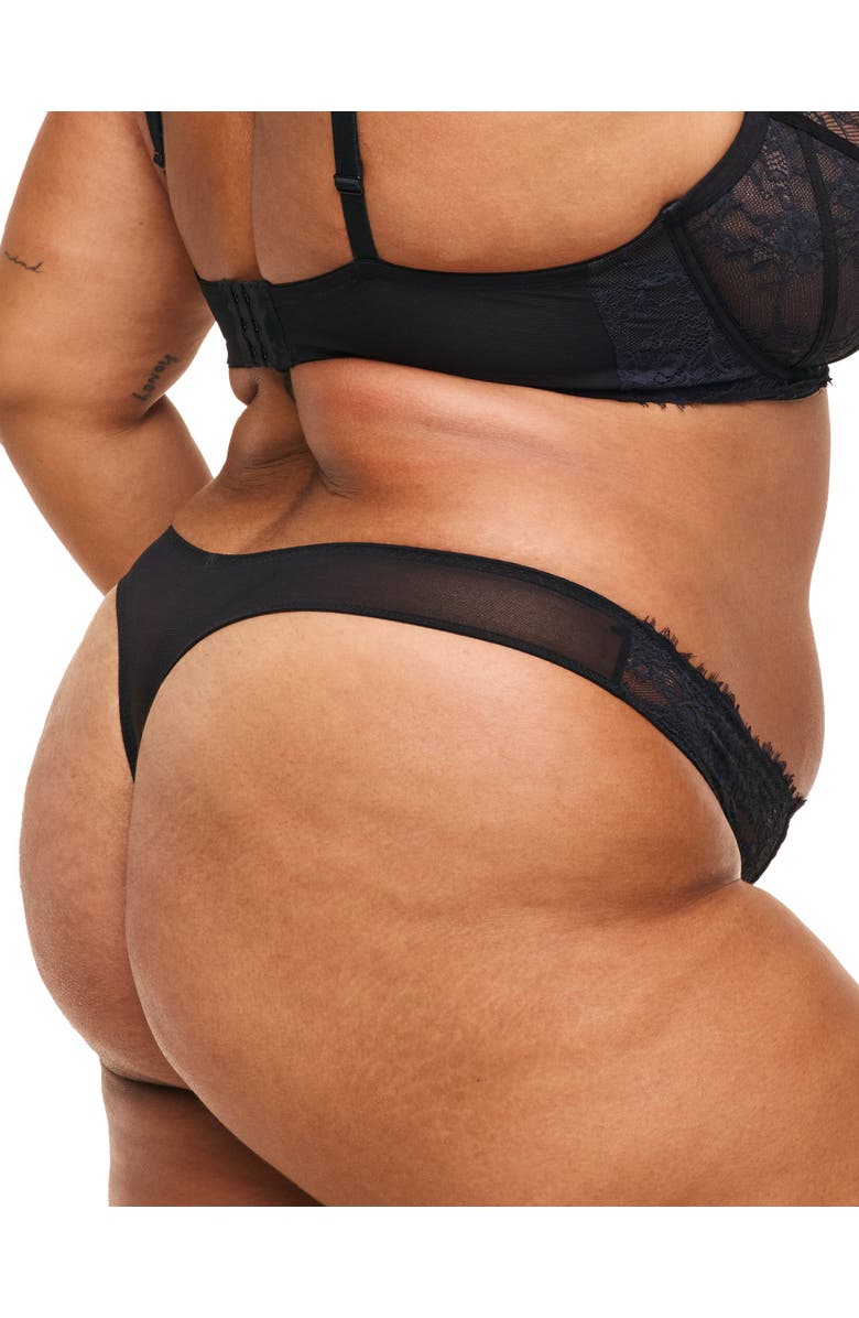 Adore Me Mandi Thong Panties, Alternate, color, Black