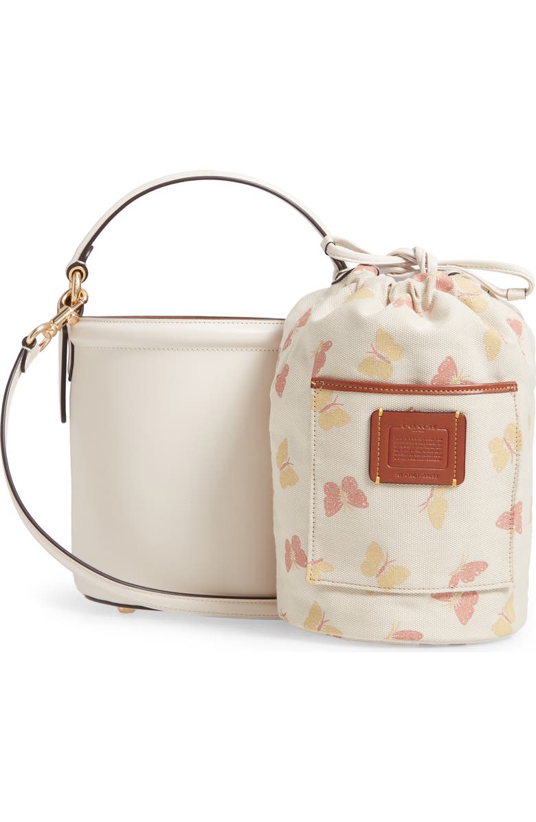COACH Leather Drawstring Bucket Bag, Alternate, color,