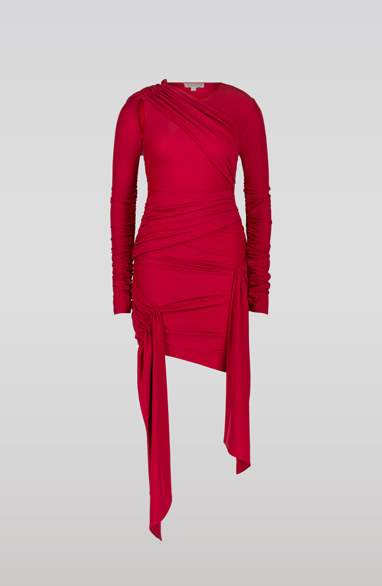 SAEMDI Sporty Jersey Dress, Alternate, color, Red