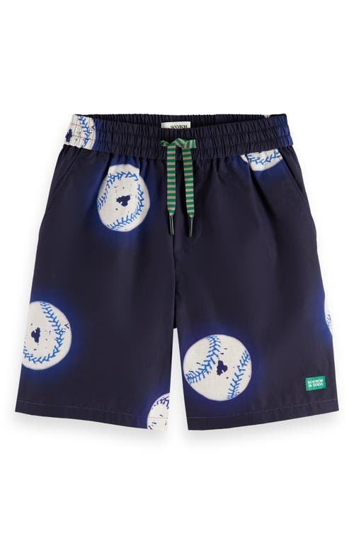 Shop Scotch & Soda Kids' Print Swim Trunks In Baseball Navy