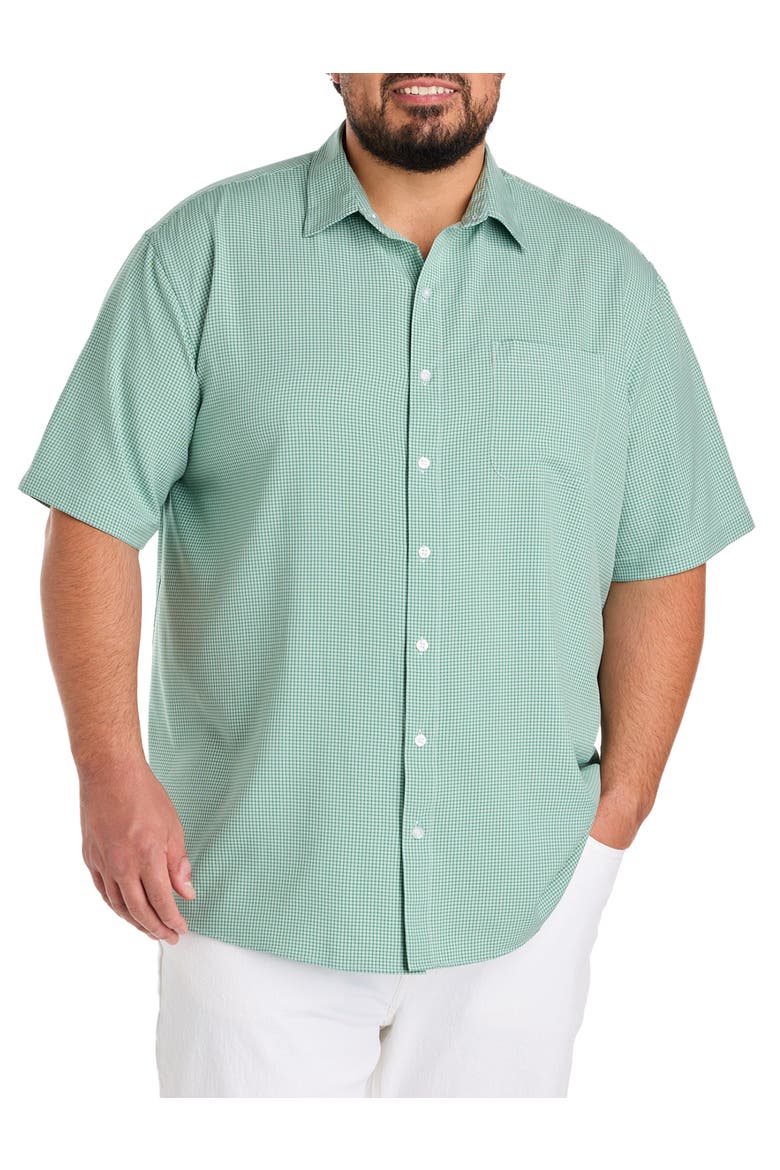 Big & Tall Small Plaid Microfiber Sport Shirt V2, Main, color, GREEN