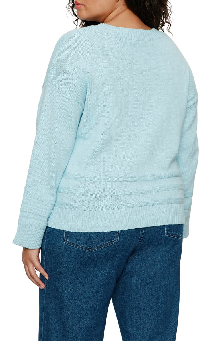Sanctuary V-Neck Cotton Sweater, Alternate, color, Aquamarine Blue