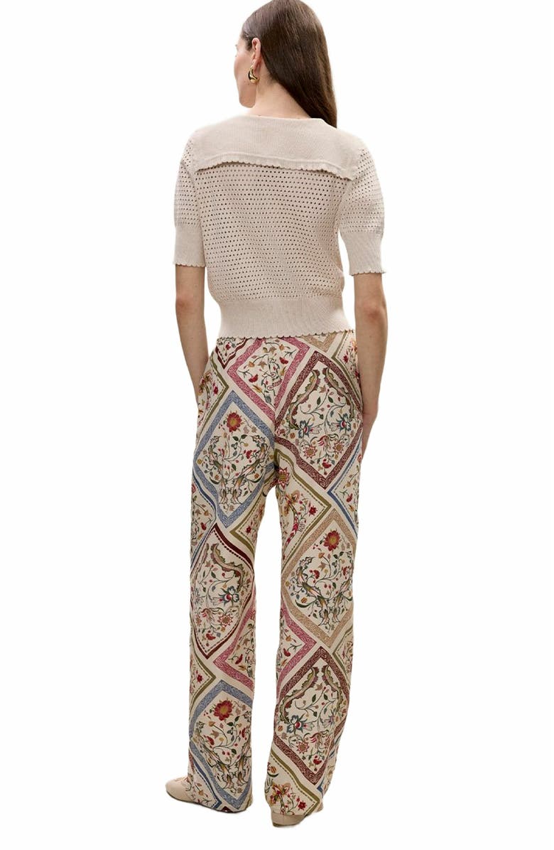 Rebecca Taylor Irie Silky Pant, Alternate, color, Montage Floral Ivory Combo