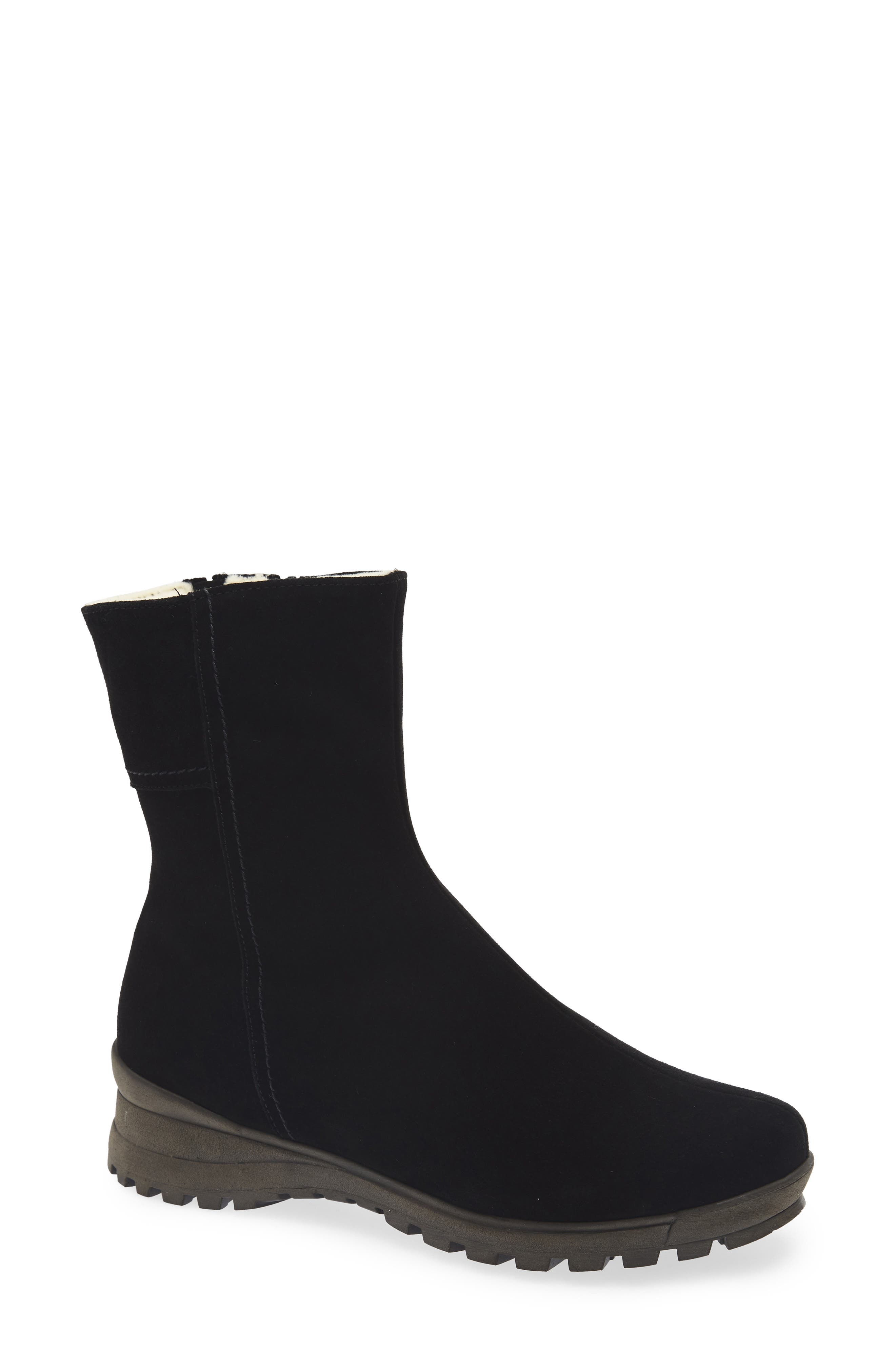 La Canadienne Aidan City Dry<sup>™</sup> Genuine Shearling Lined Bootie, Main, color, Black Leather