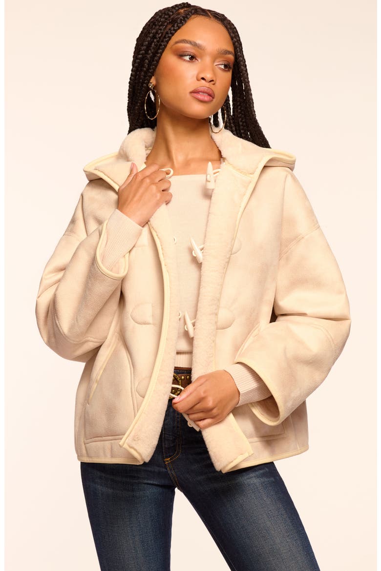 Lucy Reversible Faux Shearling Hooded Jacket, Alternate, color, BONE