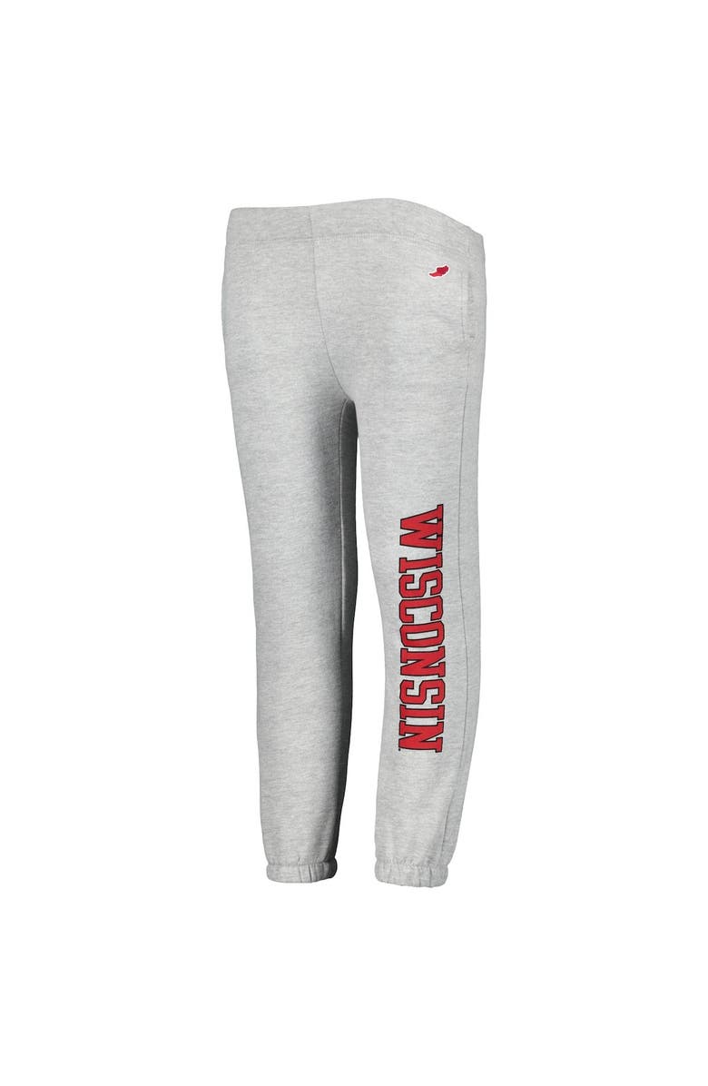 LEAGUE COLLEGIATE WEAR Youth League Collegiate Wear Heather Gray Wisconsin Badgers Essential Pants, Alternate, color, 