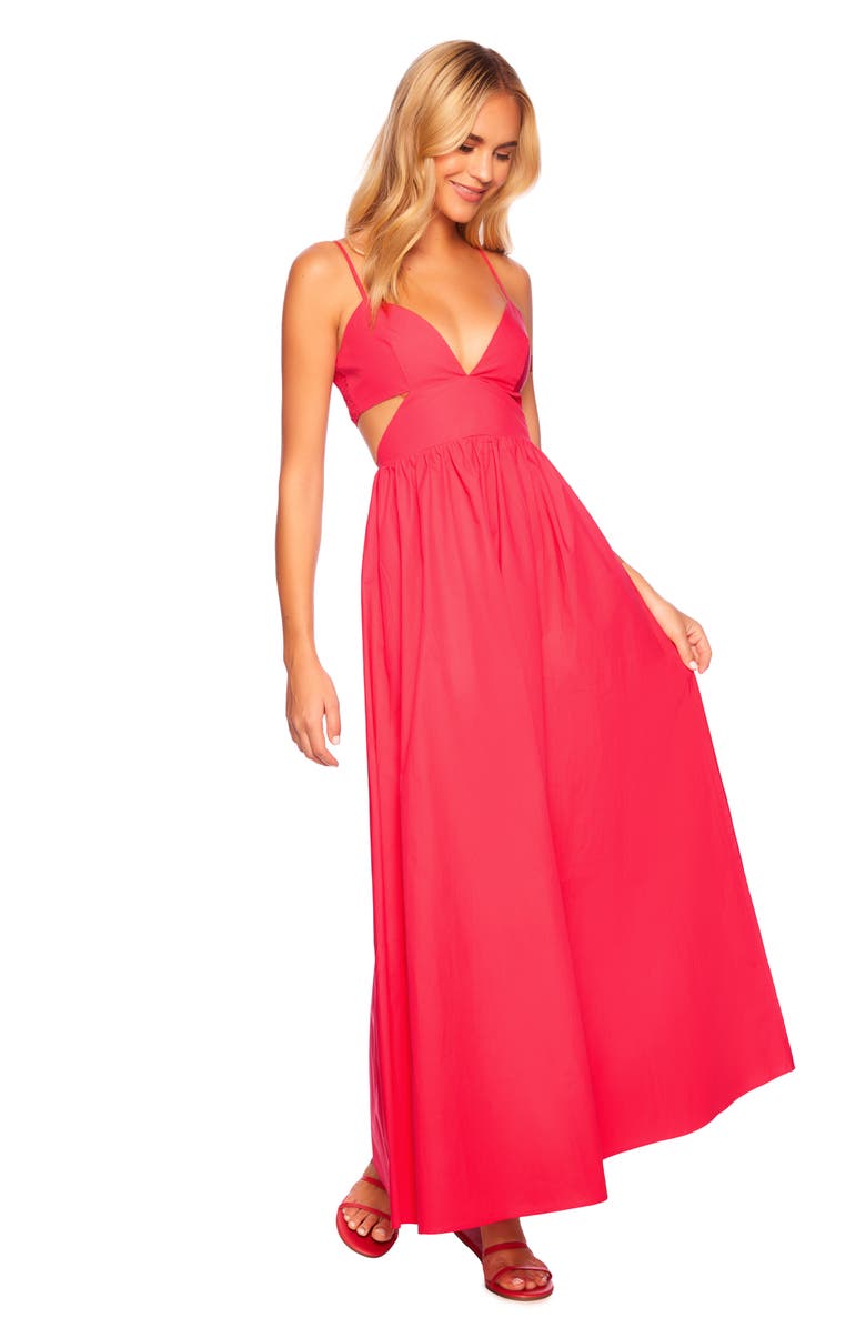 Susana Monaco Cutout Cotton Poplin Maxi Sundress, Alternate, color,