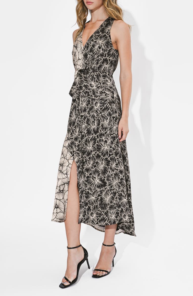 Adelyn Rae Ainsley Floral Reverse Print Sleeveless Dress, Alternate, color, Black/ Cream
