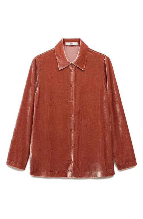 Mango Velvet Button-up Shirt In Orange
