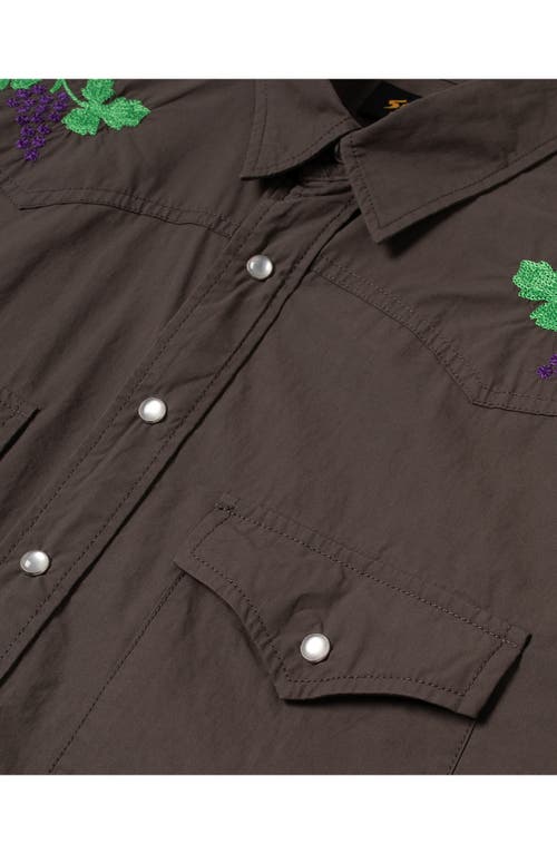Stan Ray Embroidered Western Shirt In Washed Black Poplin