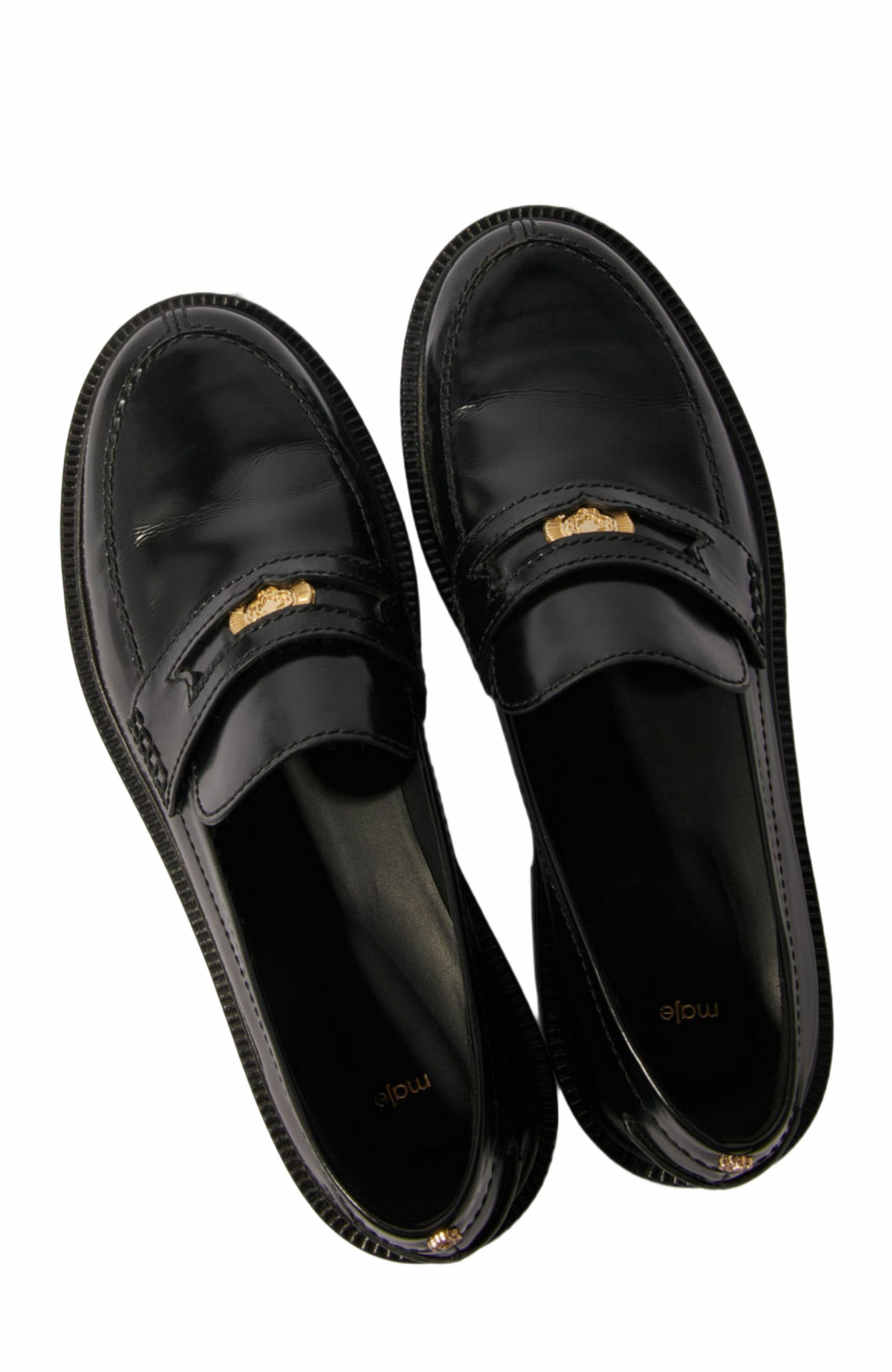 maje Leather loafers, Alternate, color, Black