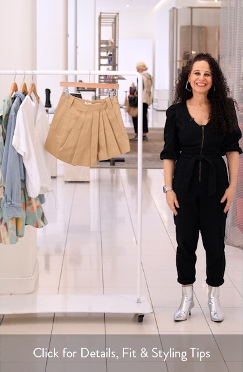 Brody Asymmetric Pleat Front Stretch Cotton Shorts, sales video thumbnail