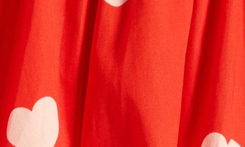 Mini Rodini Kids' Heart Print Organic Cotton Bubble Hem Skirt In Red