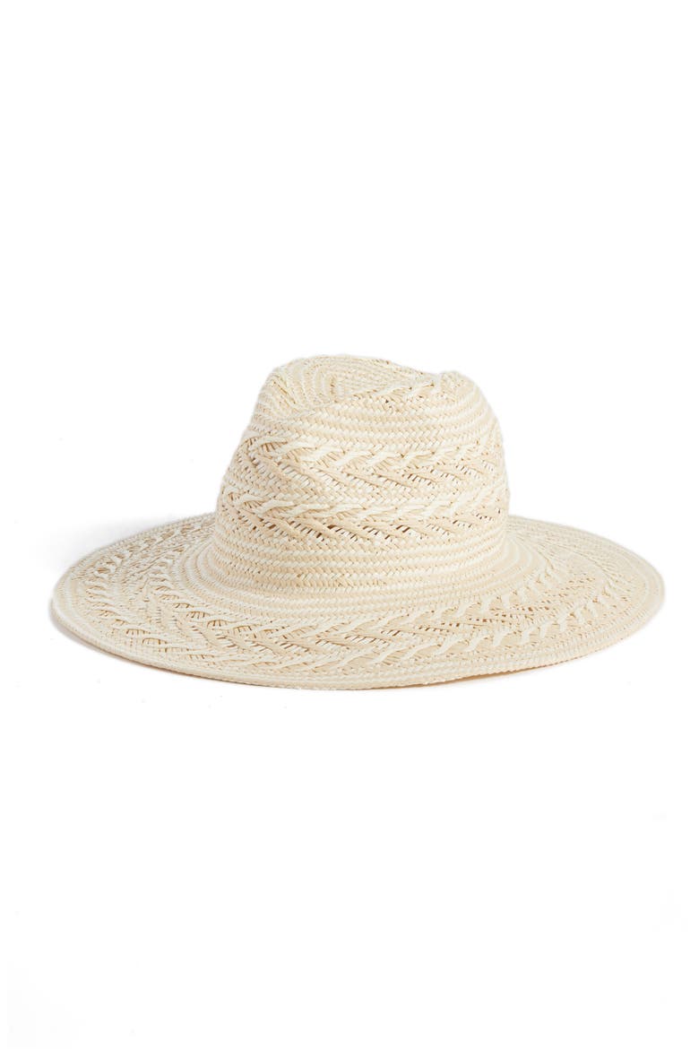 Straw Panama Hat, Main, color, IVORY COMBO
