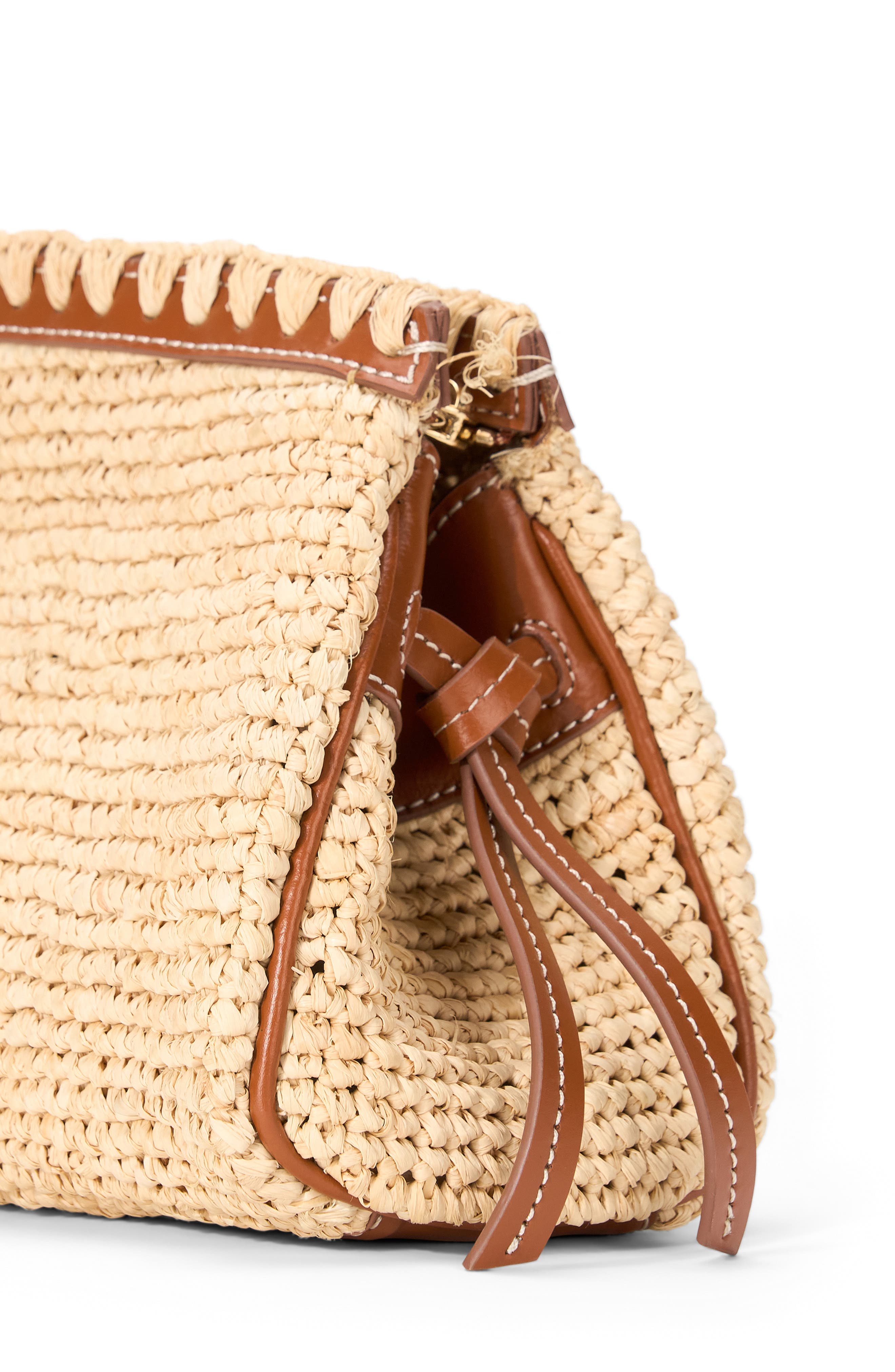 STAUD Maude Convertible Raffia Clutch, Alternate, color, Natural/ Tan