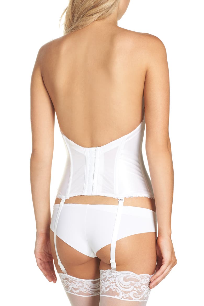 Convertible Low Back Satin Bustier, Alternate, color, WHITE