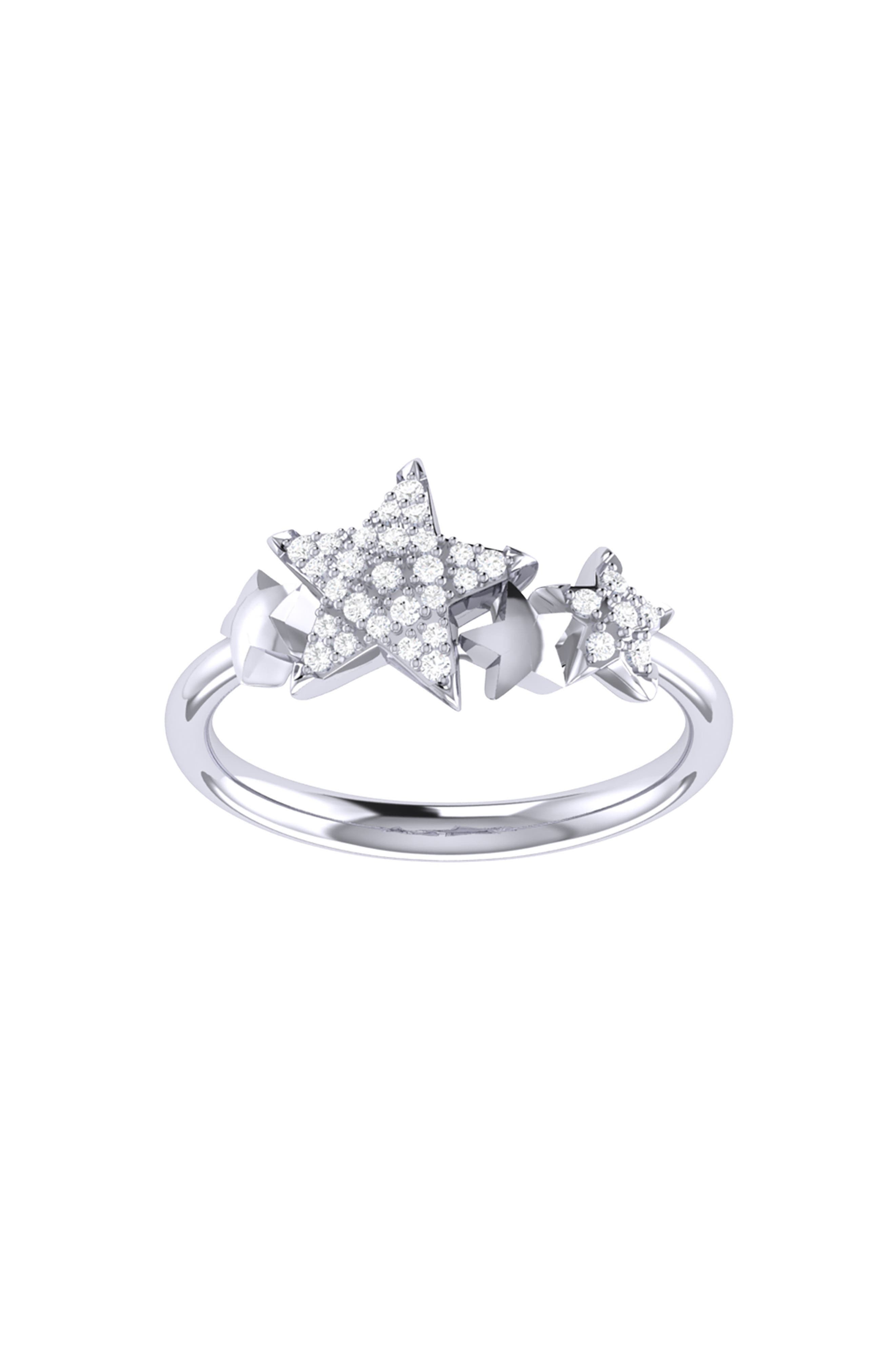 LuvMyJewelry Dreamer Dazzle Star Cluster Diamond Ring - 0.14ct.
