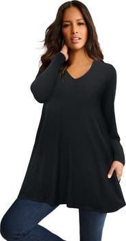 Roaman's Ultra Drape V Neck Swing Tunic