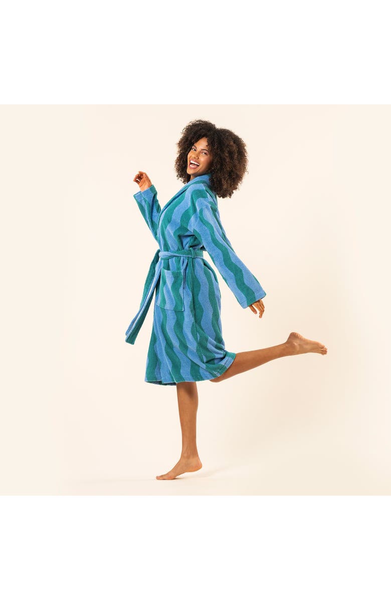 Zsa Zsa Zsu Tabea 100% Cotton Bathrobe, Alternate, color, Green-Blue