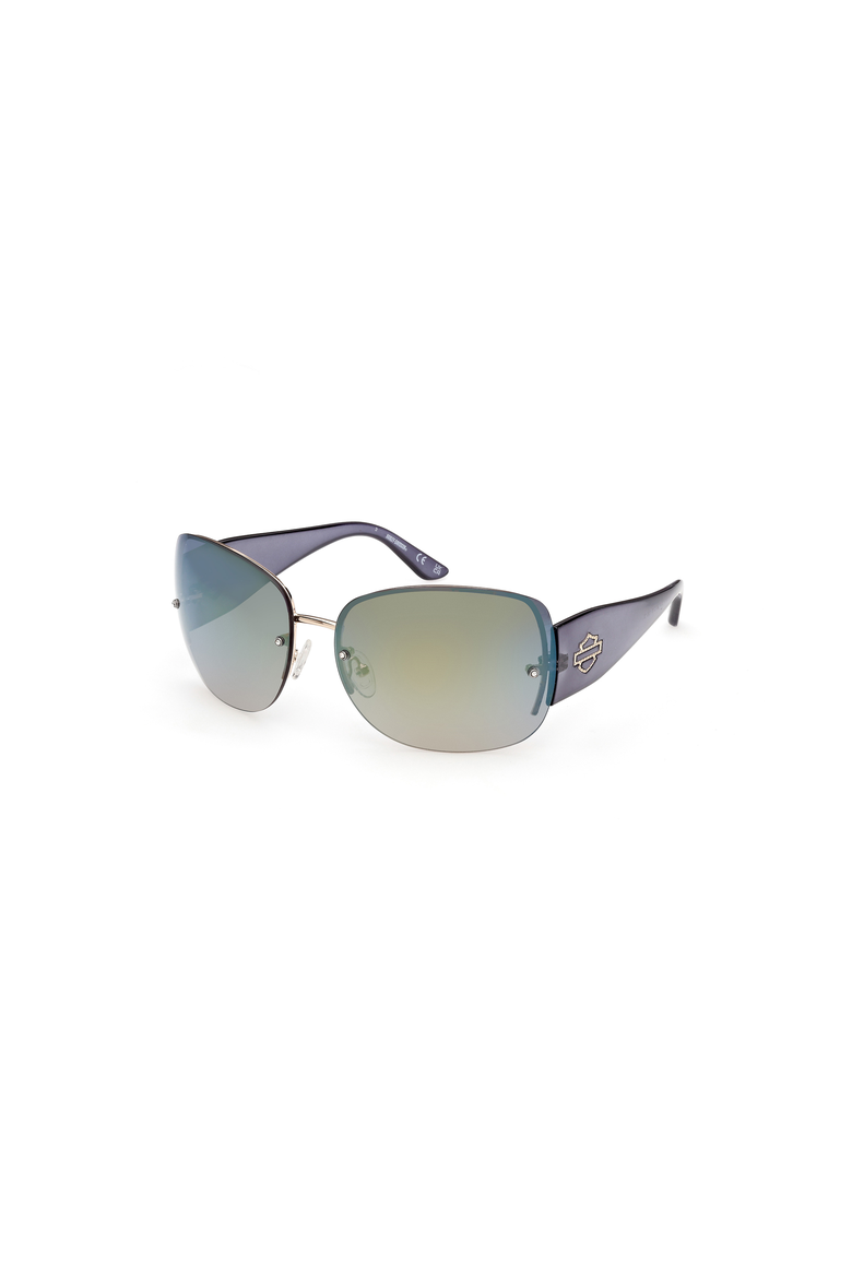 Rimless Shield Metal Sunglasses, Main, color, Gold / Gradient Blue