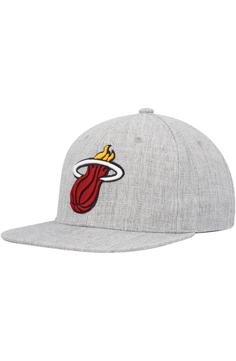 Mitchell & Ness Men's Mitchell & Ness Heather Gray Miami Heat Hardwood Classics 2.0 Snapback Hat, Main, color, 
