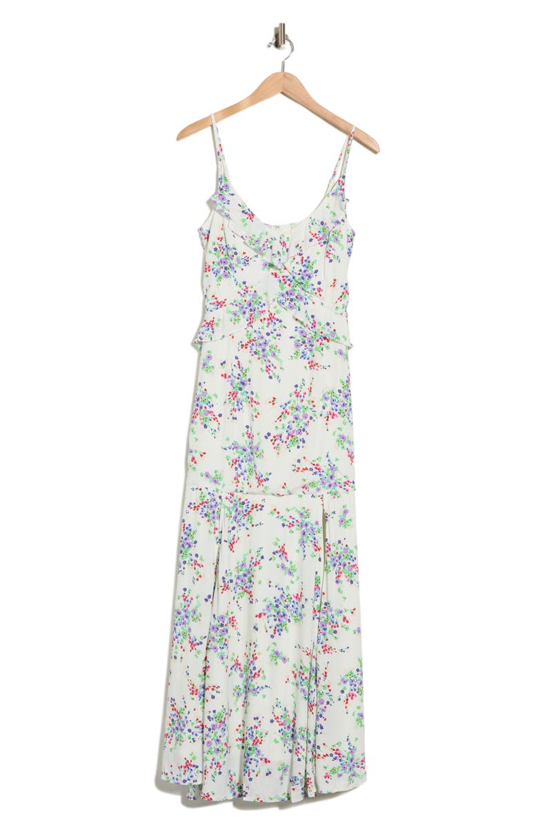Lovestitch Ruffle V-Neck Maxi Dress, Alternate, color, Ivory/ Violet