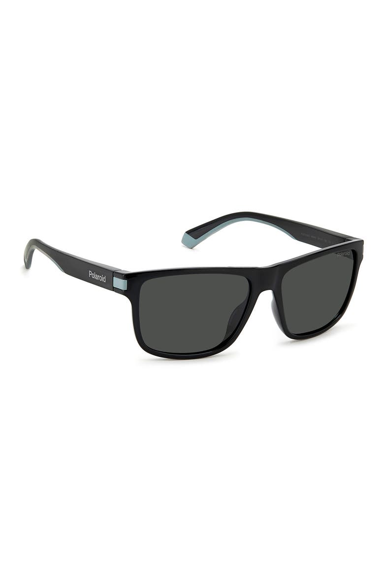 57mm Polarized Rectangular Sunglasses, Alternate, color, BLACK GREY / GRAY POLAR
