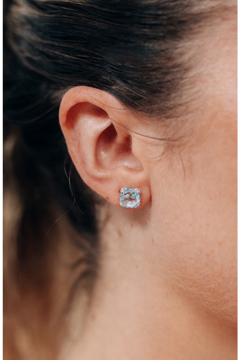 Small Cluster Topaz Stud Earrings, Alternate, color, BLUE TOPAZ