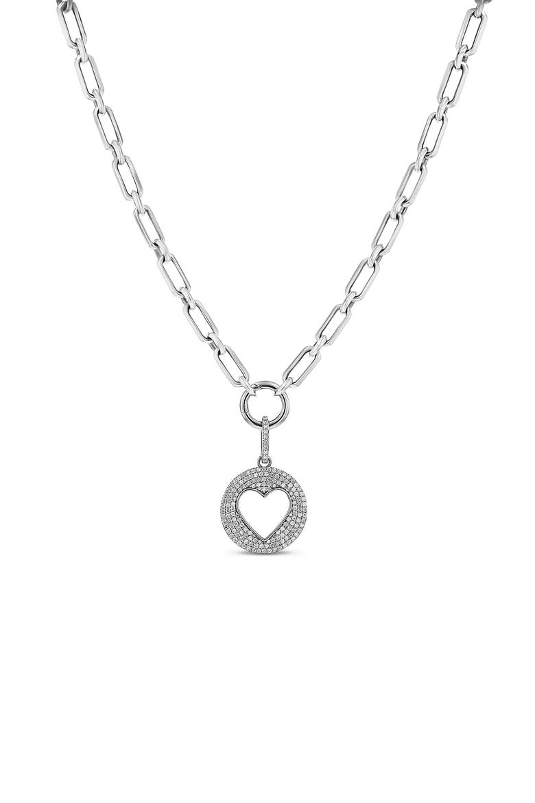 Diamond Open Heart Pendant On Soho Chain, Main, color, Sterling Silver